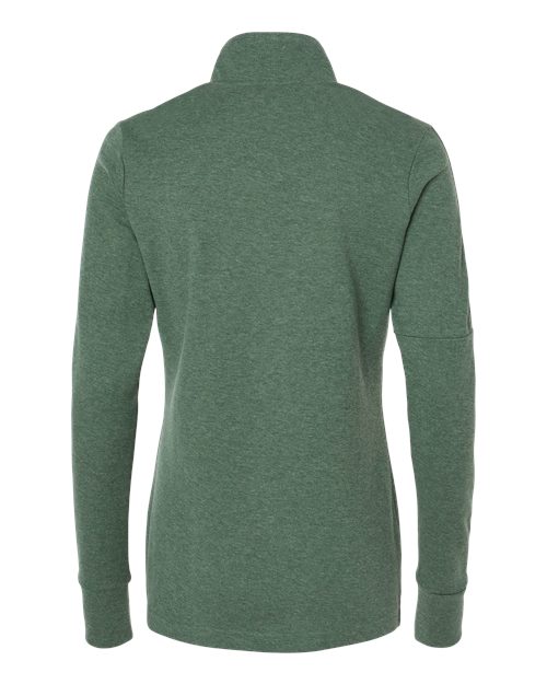 Women's 3-Stripes Quarter-Zip Sweater Pullover - Green Oxide Melange