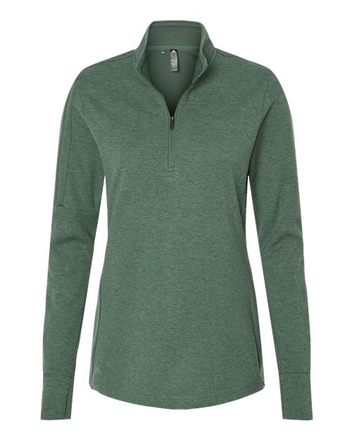 Women's 3-Stripes Quarter-Zip Sweater Pullover - Green Oxide Melange