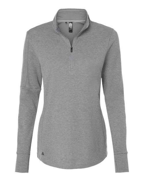Women's 3-Stripes Quarter-Zip Sweater Pullover - Grey Three Melange