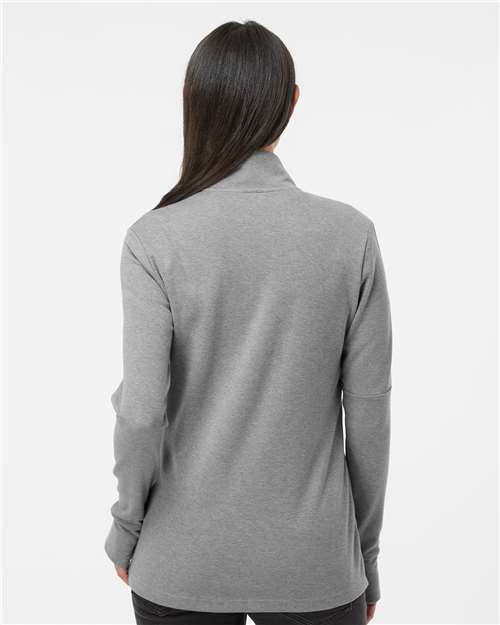 Women's 3-Stripes Quarter-Zip Sweater Pullover - Grey Three Melange
