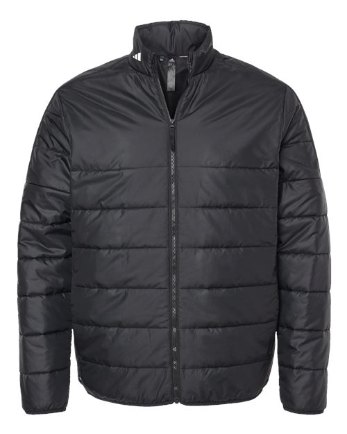 Men's 3-Stripes Puffer Full-Zip Jacket - Black