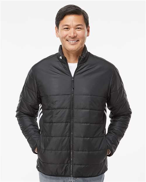 Men's 3-Stripes Puffer Full-Zip Jacket - Black