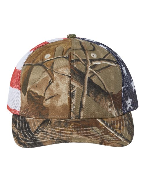 Printed Mesh Trucker Cap - All Purpose/ USA Flag
