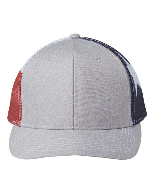 Printed Mesh Trucker Cap - Heather Grey/ Texas Flag