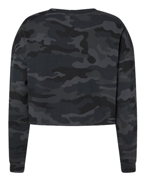 Women's Lightweight Crop Crewneck Sweatshirt - Black Camo