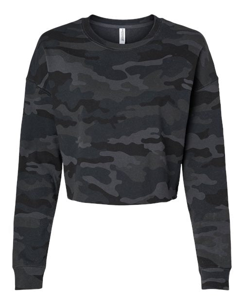 Women's Lightweight Crop Crewneck Sweatshirt - Black Camo