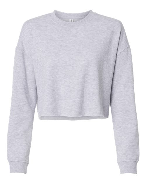 Women's Lightweight Crop Crewneck Sweatshirt - Grey Heather