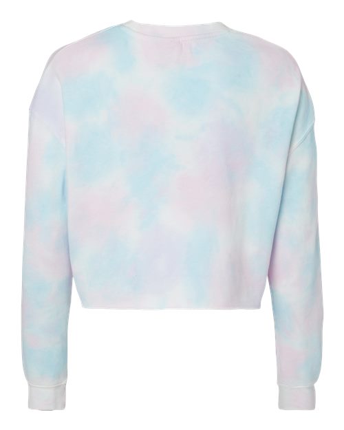 Women's Lightweight Crop Crewneck Sweatshirt - Tie Dye Cotton Candy
