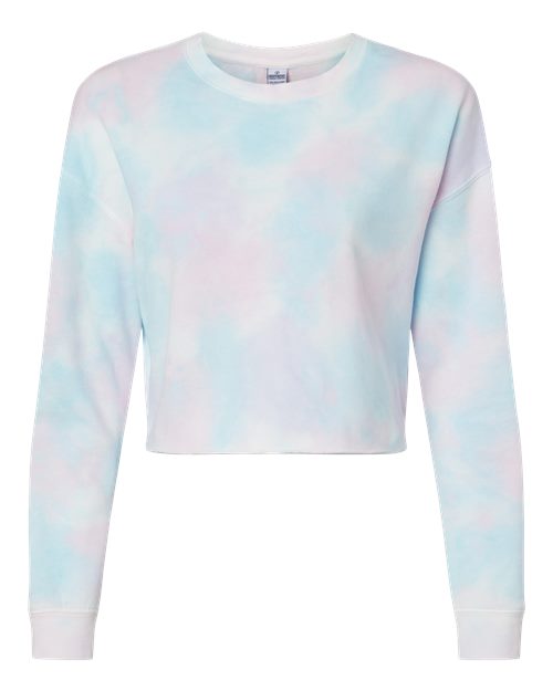 Women's Lightweight Crop Crewneck Sweatshirt - Tie Dye Cotton Candy