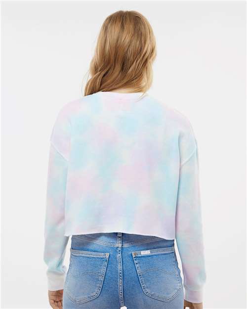 Women's Lightweight Crop Crewneck Sweatshirt - Tie Dye Cotton Candy