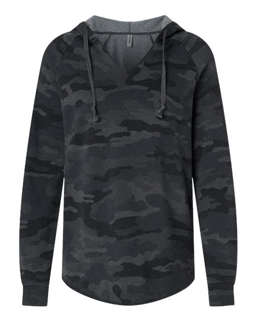 Women’s Lightweight California Wave Wash Hooded Sweatshirt - Black Camo Heather