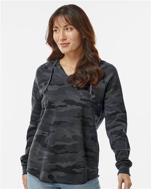 Women’s Lightweight California Wave Wash Hooded Sweatshirt - Black Camo Heather