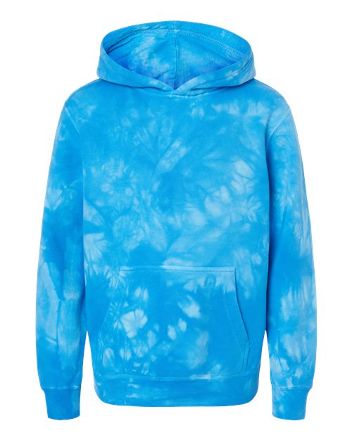 Youth Midweight Tie-Dyed Hooded Sweatshirt - Tie Dye Aqua Blue