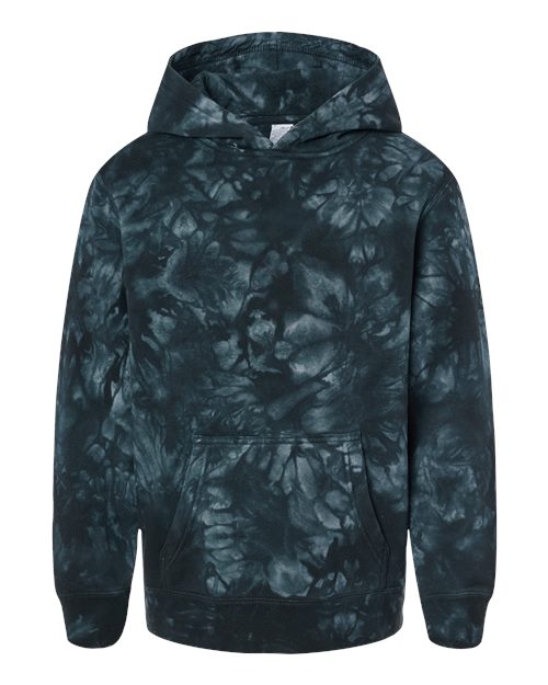 Youth Midweight Tie-Dyed Hooded Sweatshirt - Tie Dye Black