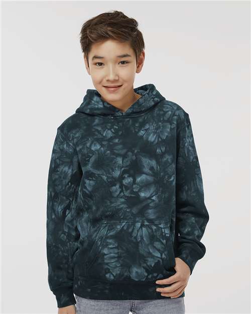 Youth Midweight Tie-Dyed Hooded Sweatshirt - Tie Dye Black