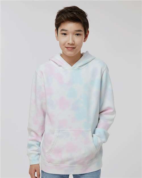Youth Midweight Tie-Dyed Hooded Sweatshirt - Tie Dye Cotton Candy