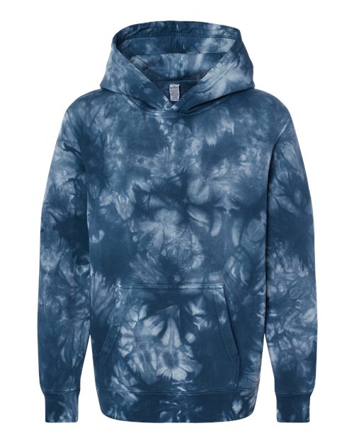 Youth Midweight Tie-Dyed Hooded Sweatshirt - Tie Dye Navy