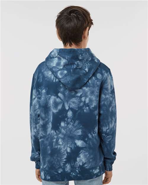 Youth Midweight Tie-Dyed Hooded Sweatshirt - Tie Dye Navy
