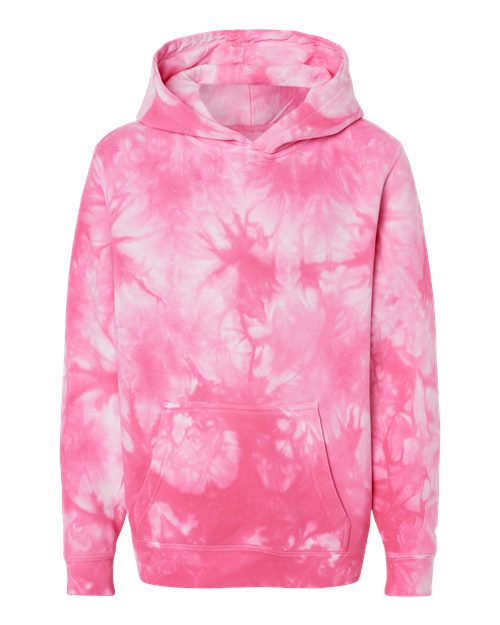 Youth Midweight Tie-Dyed Hooded Sweatshirt - Tie Dye Pink