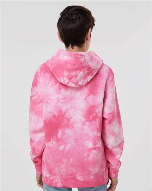 Youth Midweight Tie-Dyed Hooded Sweatshirt - Tie Dye Pink