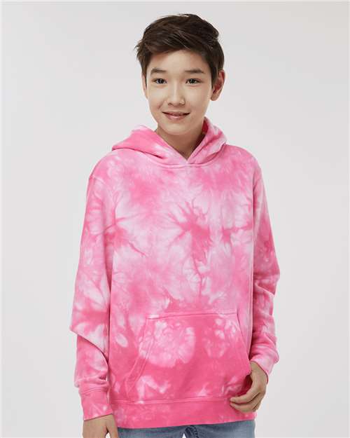 Youth Midweight Tie-Dyed Hooded Sweatshirt - Tie Dye Pink