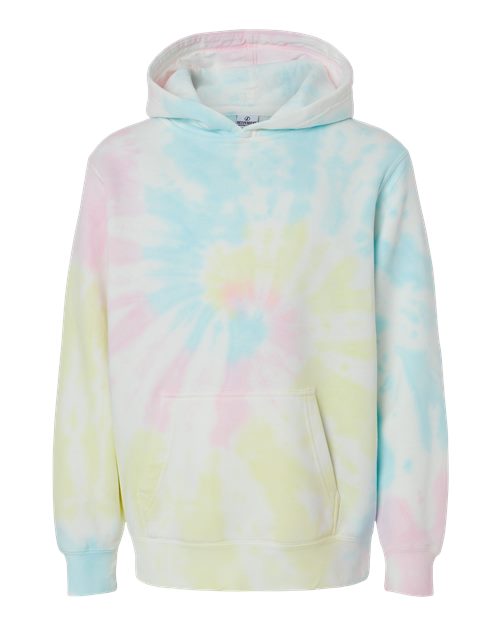 Youth Midweight Tie-Dyed Hooded Sweatshirt - Tie Dye Sunset Swirl