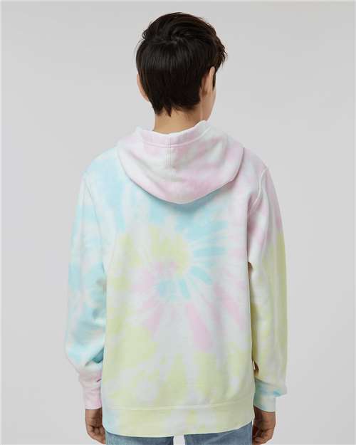 Youth Midweight Tie-Dyed Hooded Sweatshirt - Tie Dye Sunset Swirl
