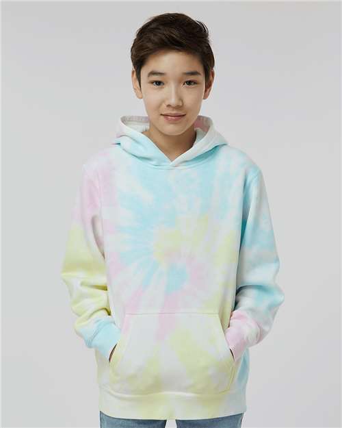 Youth Midweight Tie-Dyed Hooded Sweatshirt - Tie Dye Sunset Swirl