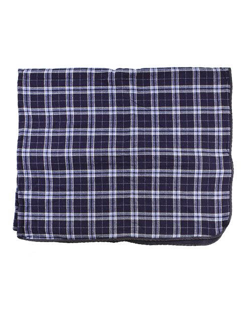 Flannel Blanket - Navy/ Silver Plaid