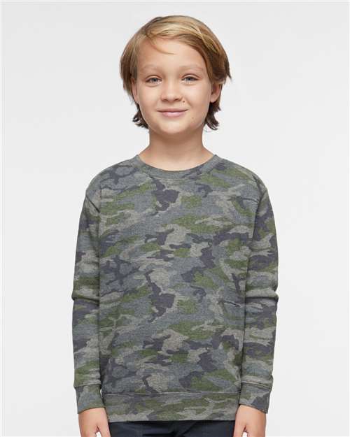 Youth Elevated Fleece Crewneck Sweatshirt - Vintage Camo