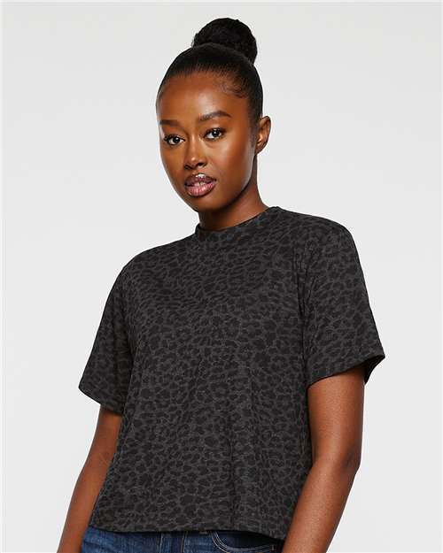 Women's Boxy Tee - Black Leopard