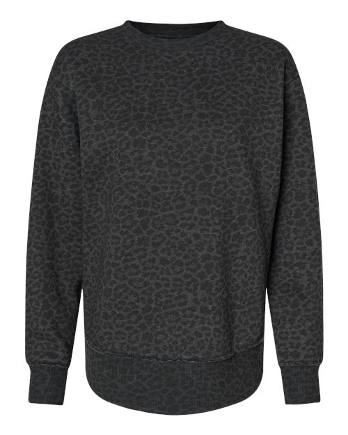 Women's Weekend Fleece Crewneck Sweatshirt - Black Leopard
