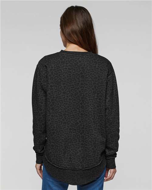 Women's Weekend Fleece Crewneck Sweatshirt - Black Leopard