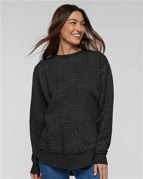 Women's Weekend Fleece Crewneck Sweatshirt - Black Leopard