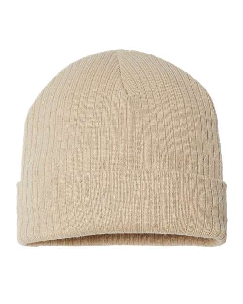 Sustainable Rib Cuffed Beanie - Light Beige