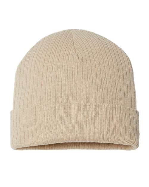 Sustainable Rib Cuffed Beanie - Light Beige