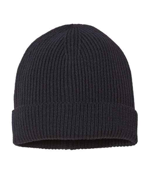 Sustainable Fine Rib Cuffed Beanie - Black
