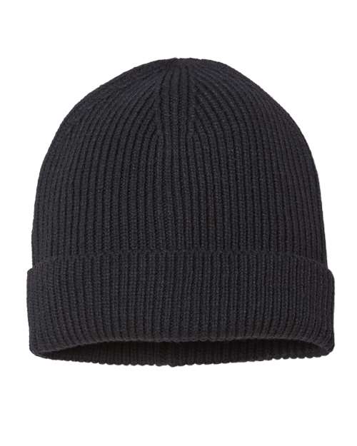 Sustainable Fine Rib Cuffed Beanie - Black