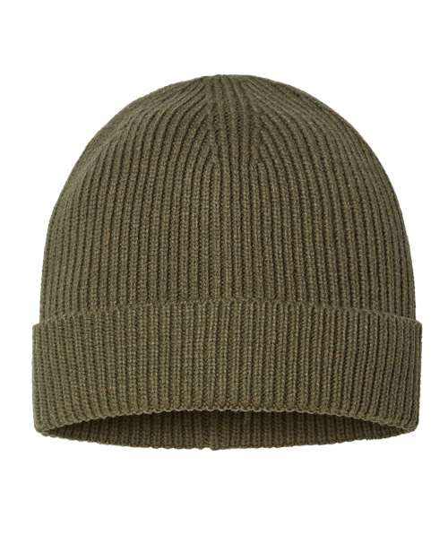 Sustainable Fine Rib Cuffed Beanie - Olive