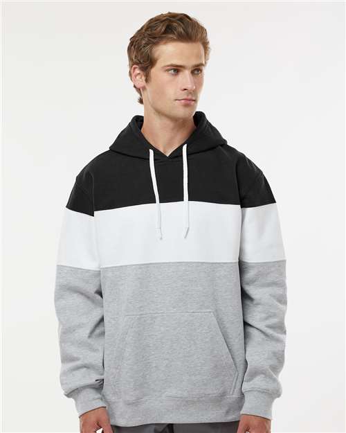 Men's Varsity Fleece Colorblocked Hooded Sweatshirt - Black/ Oxford