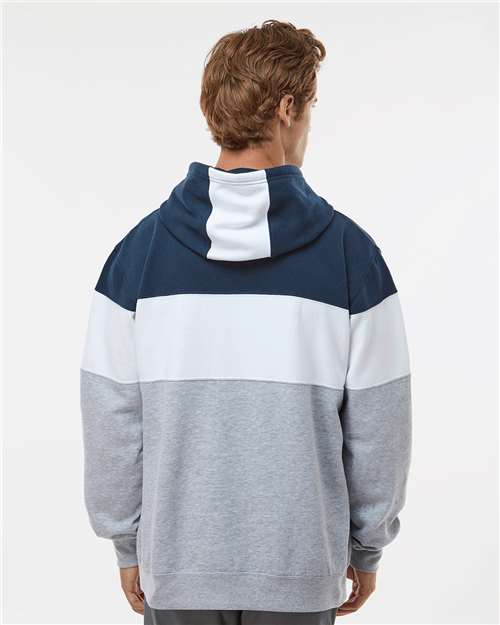 Men's Varsity Fleece Colorblocked Hooded Sweatshirt - Navy/ Oxford