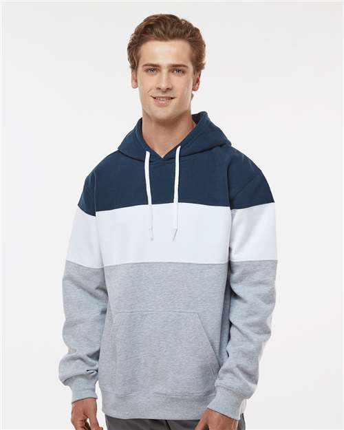 Men's Varsity Fleece Colorblocked Hooded Sweatshirt - Navy/ Oxford