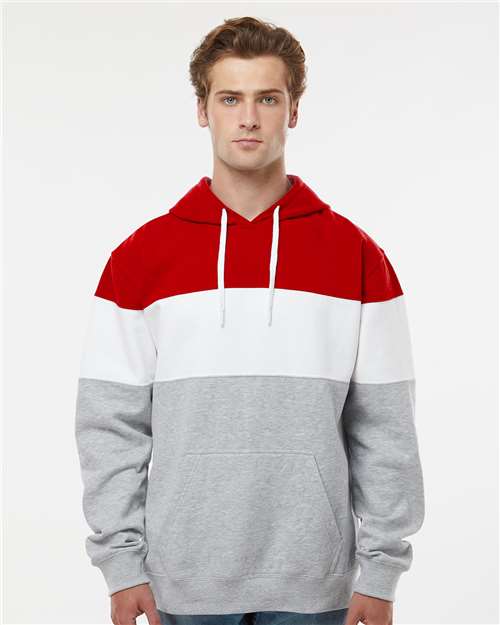 Men's Varsity Fleece Colorblocked Hooded Sweatshirt - Red/ Oxford