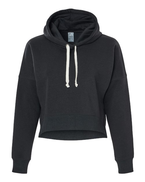 Women's Crop Hooded Sweatshirt - Black Solid