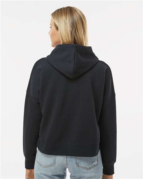 Women's Crop Hooded Sweatshirt - Black Solid