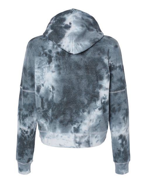Women's Crop Hooded Sweatshirt - Black Tie Dye