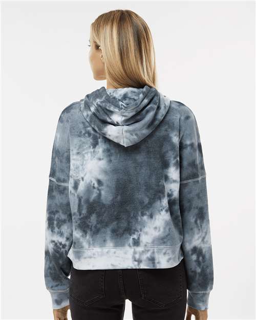 Women's Crop Hooded Sweatshirt - Black Tie Dye