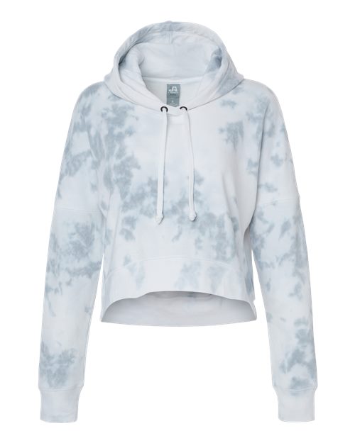 Women's Crop Hooded Sweatshirt - Grey Tie Dye