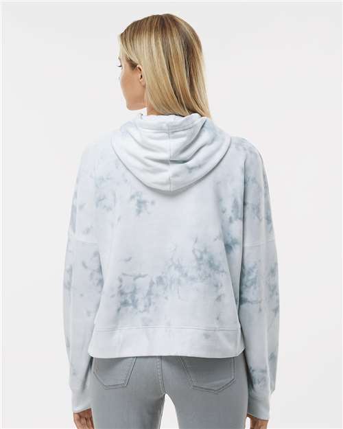 Women's Crop Hooded Sweatshirt - Grey Tie Dye