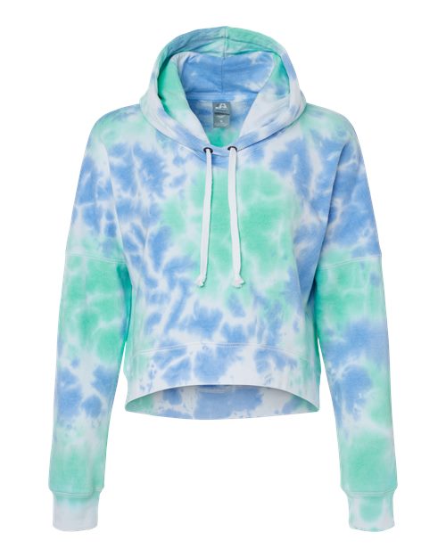 Women's Crop Hooded Sweatshirt - Lagoon Tie Dye